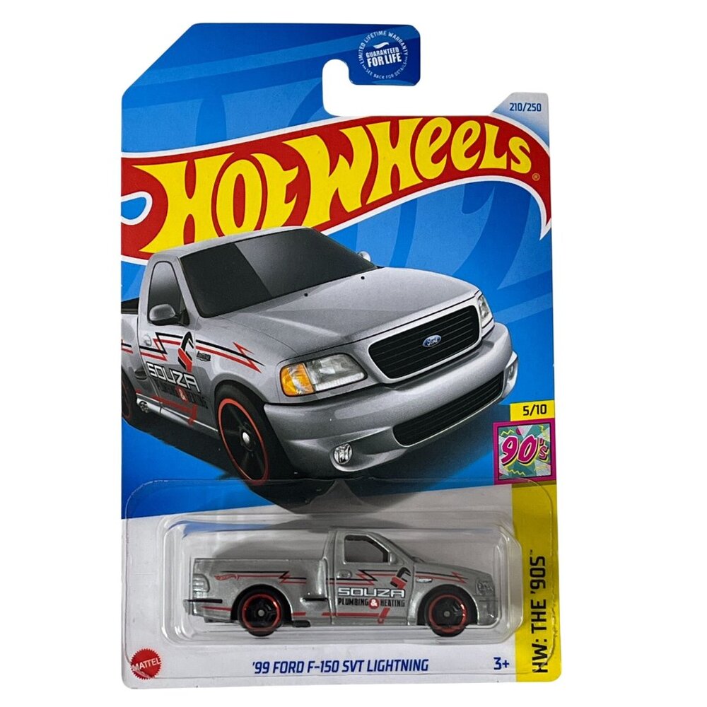 Hot Wheels ’99 Ford F-150 SVT Lightning HW The 90s Series Silver Truck 1:64